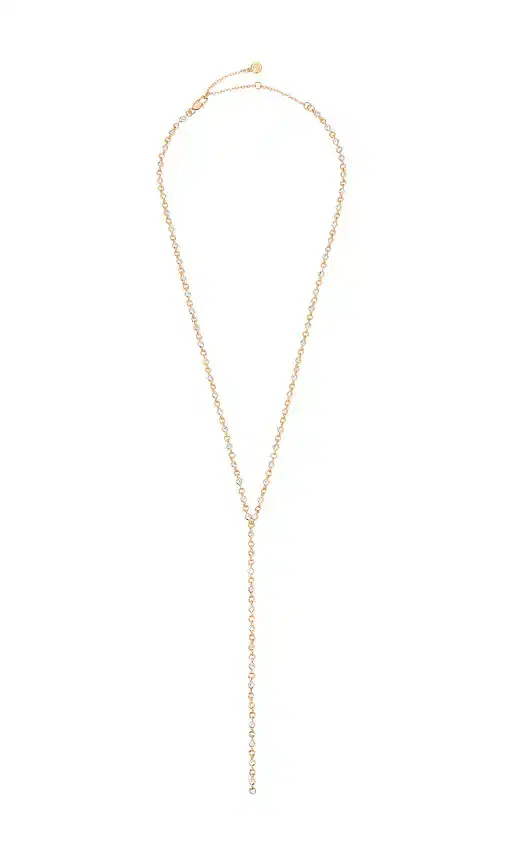 Ettika Dainty Crystal Disc Chain Lariat Necklace