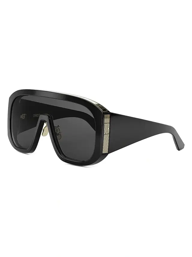 Women's Graphique M2U 134MM Shield Sunglasses - Shiny Black Smoke
