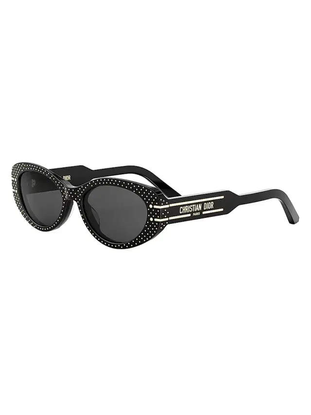 Dior Women's Signature B8U 53MM Studded Butterfly Sunglasses - Black Smoke