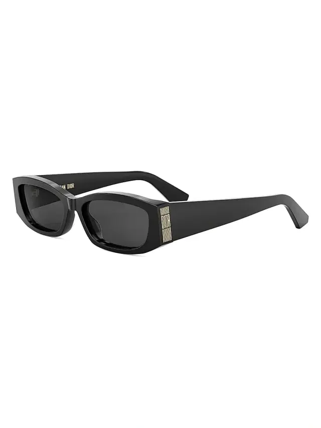 Dior Women's Graphique S1I 56MM Rectangular Sunglasses - Shiny Black Smoke