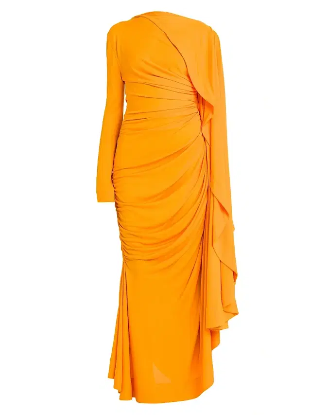 Bottega Veneta Women's Draped Cape-Sleeve Gown - Mandarin