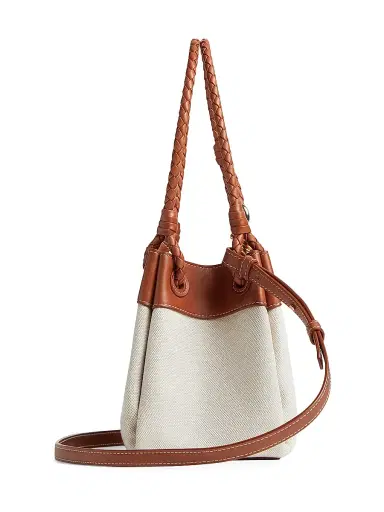 Bottega Veneta Women's Small Parachute Leather & Canvas Shoulder Bag - Natural | Thumbnail 2 Bottega Veneta Women's Small Parachute Leather & Canvas Shoulder Bag - Natural | Thumbnail 2