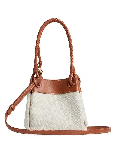 Bottega Veneta Women's Small Parachute Leather & Canvas Shoulder Bag - Natural | Thumbnail 4 Bottega Veneta Women's Small Parachute Leather & Canvas Shoulder Bag - Natural | Thumbnail 4