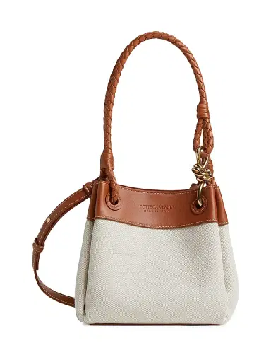 Bottega Veneta Women's Small Parachute Leather & Canvas Shoulder Bag - Natural | Thumbnail 1 Bottega Veneta Women's Small Parachute Leather & Canvas Shoulder Bag - Natural | Thumbnail 1