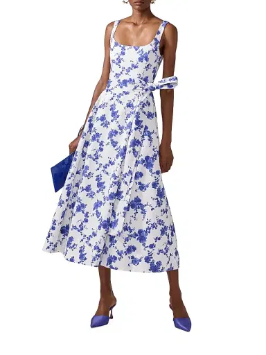 Carolina Herrera Women's Cabana Floral Stretch Cotton Scoopneck Midi-Dress - White Multi | Thumbnail 2 Carolina Herrera Women's Cabana Floral Stretch Cotton Scoopneck Midi-Dress - White Multi | Thumbnail 2