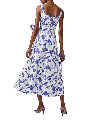Carolina Herrera Women's Cabana Floral Stretch Cotton Scoopneck Midi-Dress - White Multi | Thumbnail 3 Carolina Herrera Women's Cabana Floral Stretch Cotton Scoopneck Midi-Dress - White Multi | Thumbnail 3