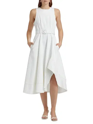 Cinq à Sept Women's Zelda Belted Midi-Dress - White - Size 16 | Thumbnail 3