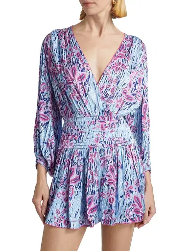 Poupette St Barth Women's Colleen Printed Smocked Waist Minidress | Thumbnail 3