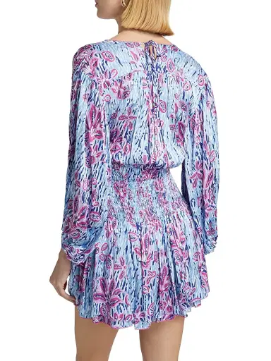 Poupette St Barth Women's Colleen Printed Smocked Waist Minidress | Thumbnail 5