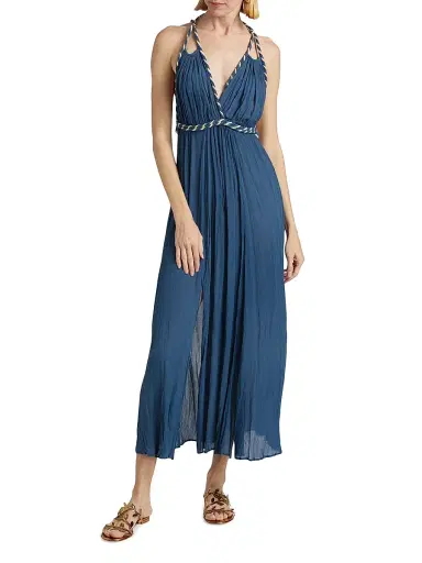 Poupette St Barth Women's Collette Open-Back Maxi Dress - Dusty Blue Plain | Thumbnail 3 Poupette St Barth Women's Collette Open-Back Maxi Dress - Dusty Blue Plain | Thumbnail 3