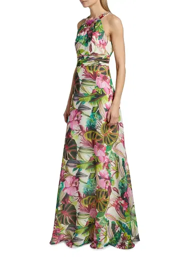 Teri Jon by Rickie Freeman Women's Floral Chiffon Gown | Thumbnail 4