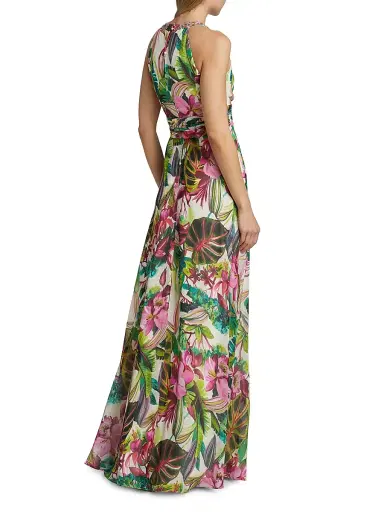 Teri Jon by Rickie Freeman Women's Floral Chiffon Gown | Thumbnail 5