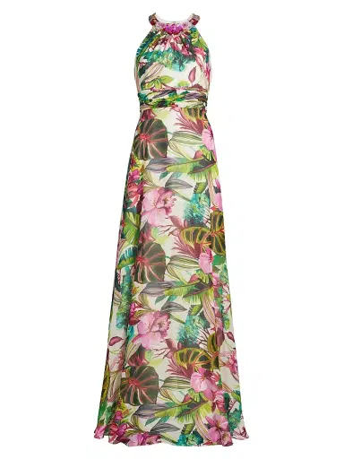 Teri Jon by Rickie Freeman Women's Floral Chiffon Gown | Thumbnail 1