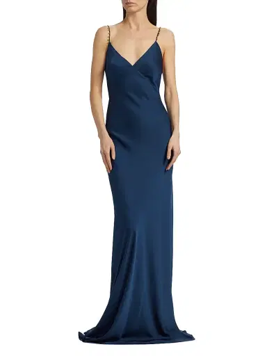 Ramy Brook Women's Elena Embellished Maxi Slipdress - Spring Navy | Thumbnail 3