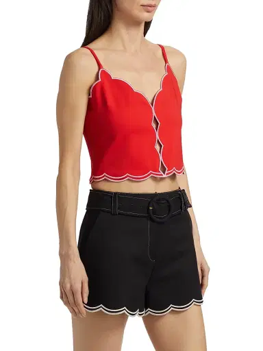 Ramy Brook Women's Tilda Cotton-Blend Scalloped Crop Top - Flame | Thumbnail 4