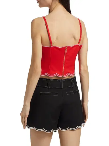 Ramy Brook Women's Tilda Cotton-Blend Scalloped Crop Top - Flame | Thumbnail 5