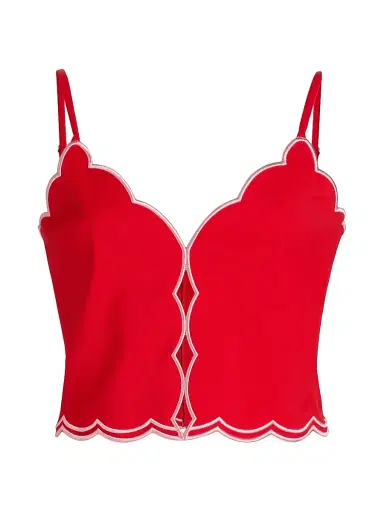Ramy Brook Women's Tilda Cotton-Blend Scalloped Crop Top - Flame | Thumbnail 1