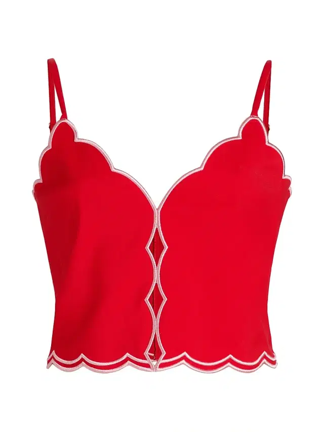 Ramy Brook Women's Tilda Cotton-Blend Scalloped Crop Top - Flame