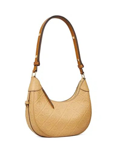 Tory Burch Women's T Monogram Pebble Leather Shoulder Bag - Biscotti | Thumbnail 3