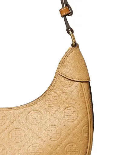 Tory Burch Women's T Monogram Pebble Leather Shoulder Bag - Biscotti | Thumbnail 4