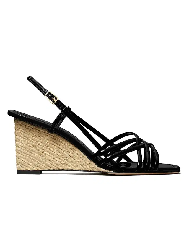 Tory Burch Women's Multi Strap 75MM Wedge Sandals - Perfect Black