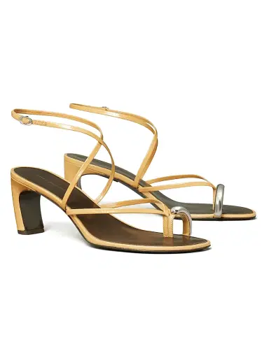 Tory Burch Women's 65MM Strappy Leather Sandals - Cantucci Silver | Thumbnail 2