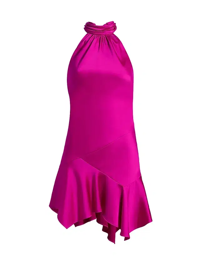 Ramy Brook Women's Nari Satin Halter Minidress - Fiesta Pink