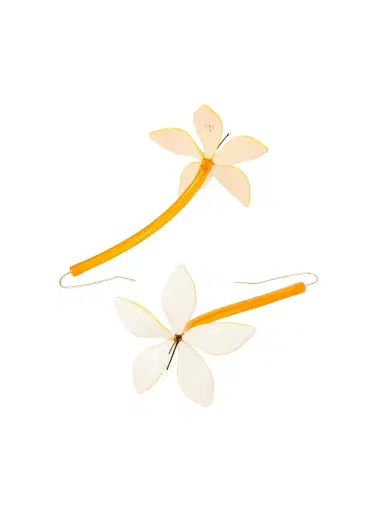 Tory Burch Women's Mixed-Media Flower Drop Earrings - White | Thumbnail 3