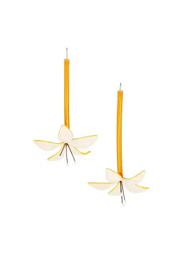 Tory Burch Women's Mixed-Media Flower Drop Earrings - White | Thumbnail 1