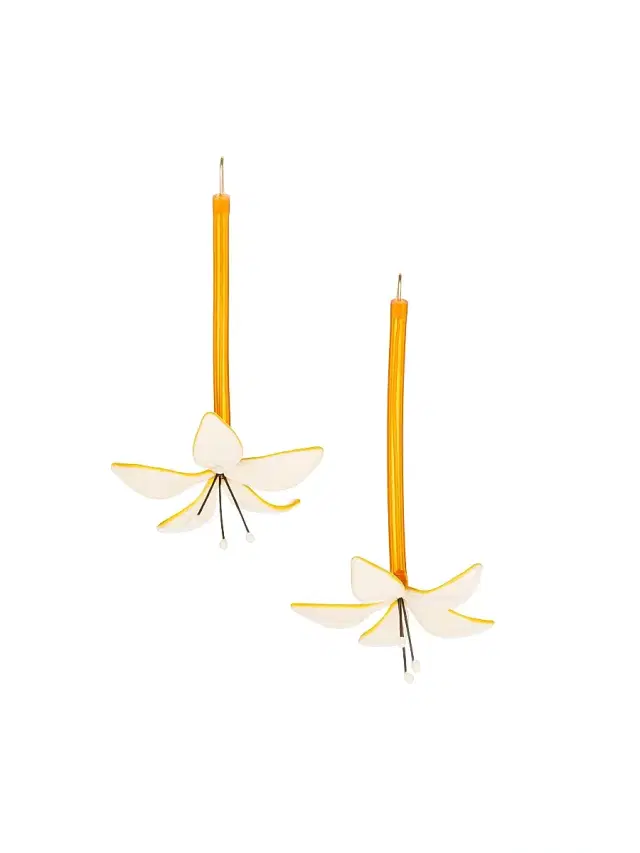 Women's Mixed-Media Flower Drop Earrings - White