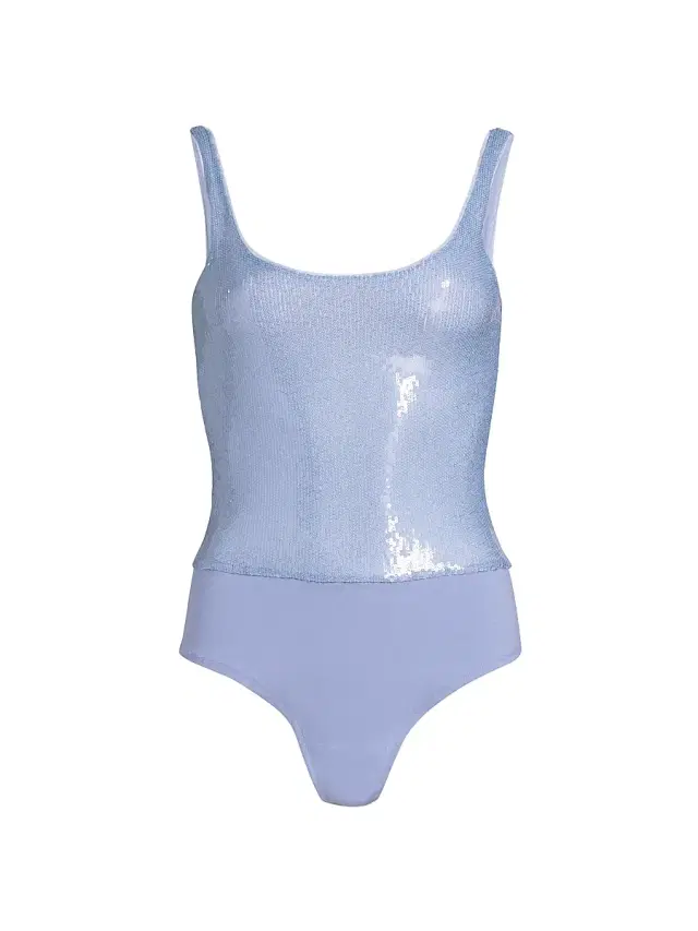 Generation Love Women's Dina Semi-Sheer Sequin Bodysuit - Opal