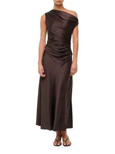 Staud Women's Phare Draped Stretch Silk Maxi Dress - Earth - Size 12 | Thumbnail 2 Staud Women's Phare Draped Stretch Silk Maxi Dress - Earth - Size 12 | Thumbnail 2