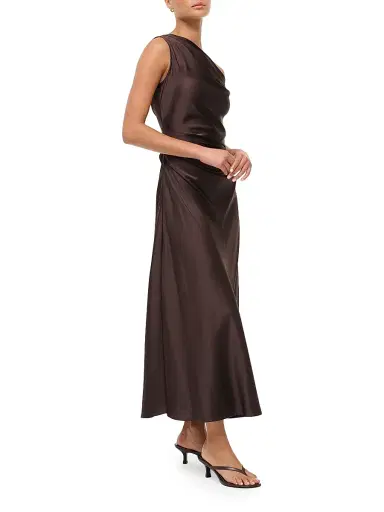 Staud Women's Phare Draped Stretch Silk Maxi Dress - Earth - Size 12 | Thumbnail 3 Staud Women's Phare Draped Stretch Silk Maxi Dress - Earth - Size 12 | Thumbnail 3