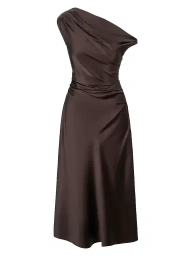 Staud Women's Phare Draped Stretch Silk Maxi Dress - Earth - Size 12 | Thumbnail 1 Staud Women's Phare Draped Stretch Silk Maxi Dress - Earth - Size 12 | Thumbnail 1