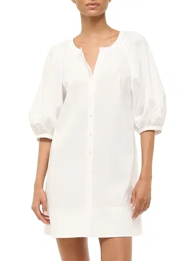 Staud Women's Vincent Cotton Poplin Minidress - White - Size XL | Thumbnail 3 Staud Women's Vincent Cotton Poplin Minidress - White - Size XL | Thumbnail 3