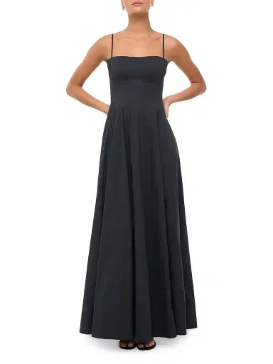 Staud Women's Wylie Poplin Maxi Dress - Black - Size 10 | Thumbnail 2