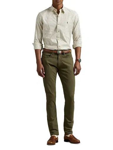 Polo Ralph Lauren Men's Plaid Cotton Twill Sport Shirt - Cream Khaki Multi | Thumbnail 2