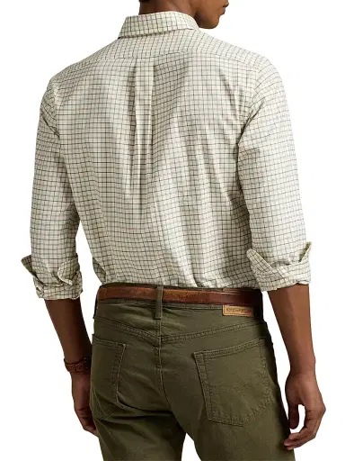 Polo Ralph Lauren Men's Plaid Cotton Twill Sport Shirt - Cream Khaki Multi | Thumbnail 4