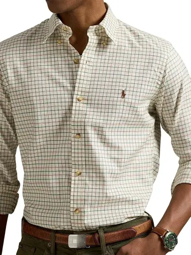 Polo Ralph Lauren Men's Plaid Cotton Twill Sport Shirt - Cream Khaki Multi | Thumbnail 5
