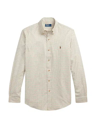 Polo Ralph Lauren Men's Plaid Cotton Twill Sport Shirt - Cream Khaki Multi | Thumbnail 1