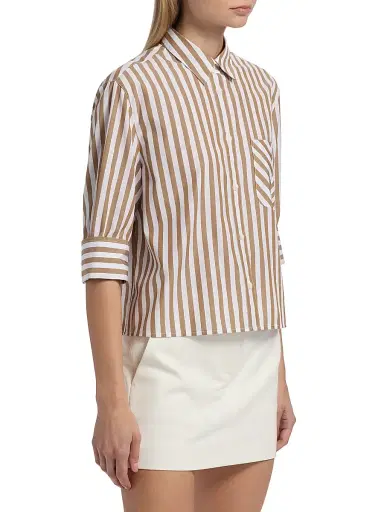 rag & bone Women's Lucia Striped Poplin Button-Front Shirt - Brown Stripe | Thumbnail 4