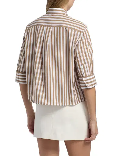rag & bone Women's Lucia Striped Poplin Button-Front Shirt - Brown Stripe | Thumbnail 5