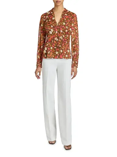 Santorelli Women's Winnie Floral Georgette Blouse | Thumbnail 2