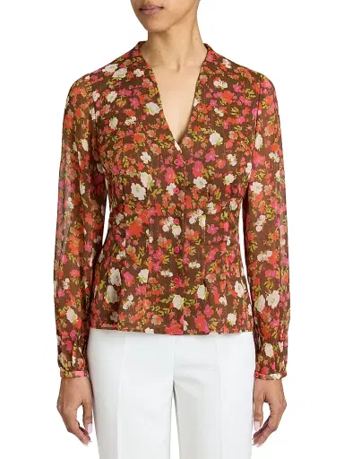 Santorelli Women's Winnie Floral Georgette Blouse | Thumbnail 3