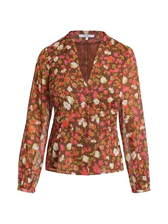 Santorelli Women's Winnie Floral Georgette Blouse