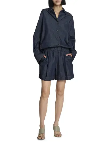 Dries Van Noten Women's Casio Denim Oversized Button-Front Shirt | Thumbnail 2 Dries Van Noten Women's Casio Denim Oversized Button-Front Shirt | Thumbnail 2