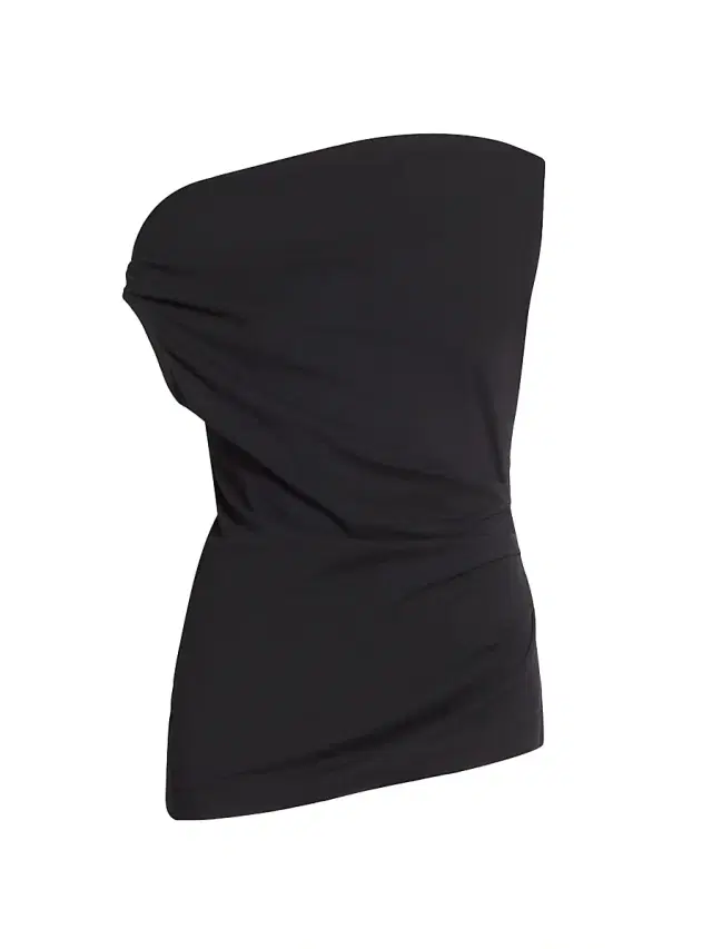 Women's Cotton Asymmetric Off-The-Shoulder Top - Black