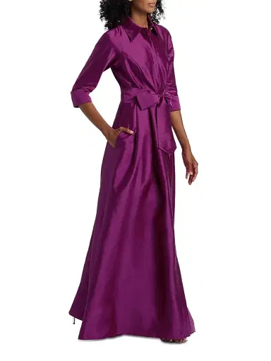 Teri Jon by Rickie Freeman Women's Shirt Waist Tafetta Gown | Thumbnail 2 Teri Jon by Rickie Freeman Women's Shirt Waist Tafetta Gown | Thumbnail 2