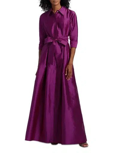 Teri Jon by Rickie Freeman Women's Shirt Waist Tafetta Gown | Thumbnail 3 Teri Jon by Rickie Freeman Women's Shirt Waist Tafetta Gown | Thumbnail 3