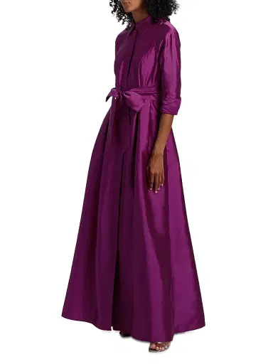 Teri Jon by Rickie Freeman Women's Shirt Waist Tafetta Gown | Thumbnail 4 Teri Jon by Rickie Freeman Women's Shirt Waist Tafetta Gown | Thumbnail 4